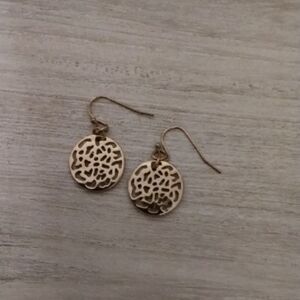 Gold Filigree Round Drop Earrings - Women Jewelry